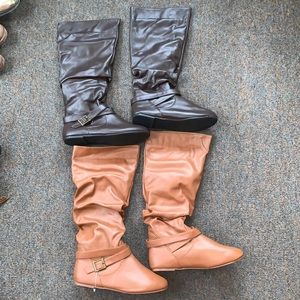2 for 1 leather boots sz 6(NEW)